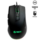 Mouse gamer TEROS TE-1211G, 7 botones, RGB, negro