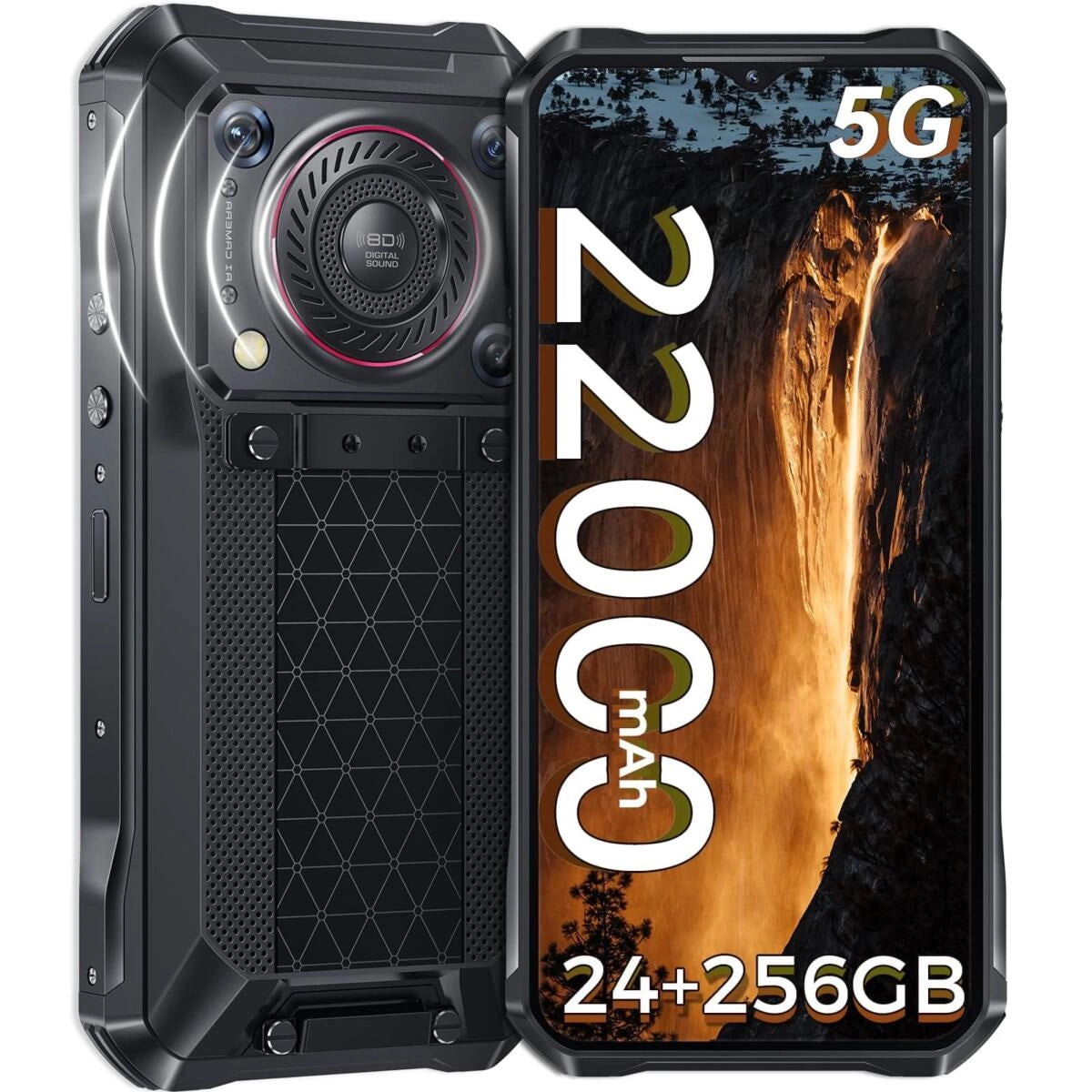OUKITEL WP33 PRO 22000mAh 5G Smartphone Rugged 6,6 "FHD pantalla, 24GB(8+16), 256GB, cámara de 64MP, 136dB