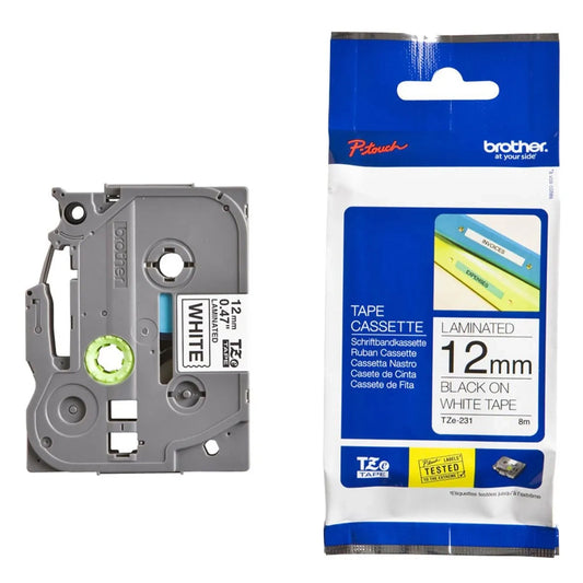 Cinta Brother Tze S231 Black On White 1/2(12mm)