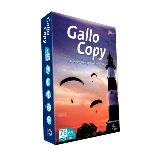 Papel Bond Gallo Copy A4 75gr.Caja x 5 Millares
