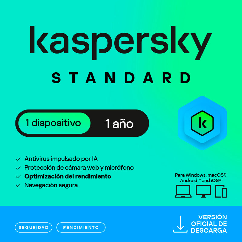 ANTIVIRUS KASPERSKY STANDARD – 1 PC / 1 AÑO